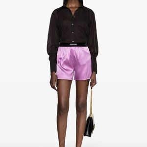 Tom Ford logo band pink silk boxer shorts size XL nwt